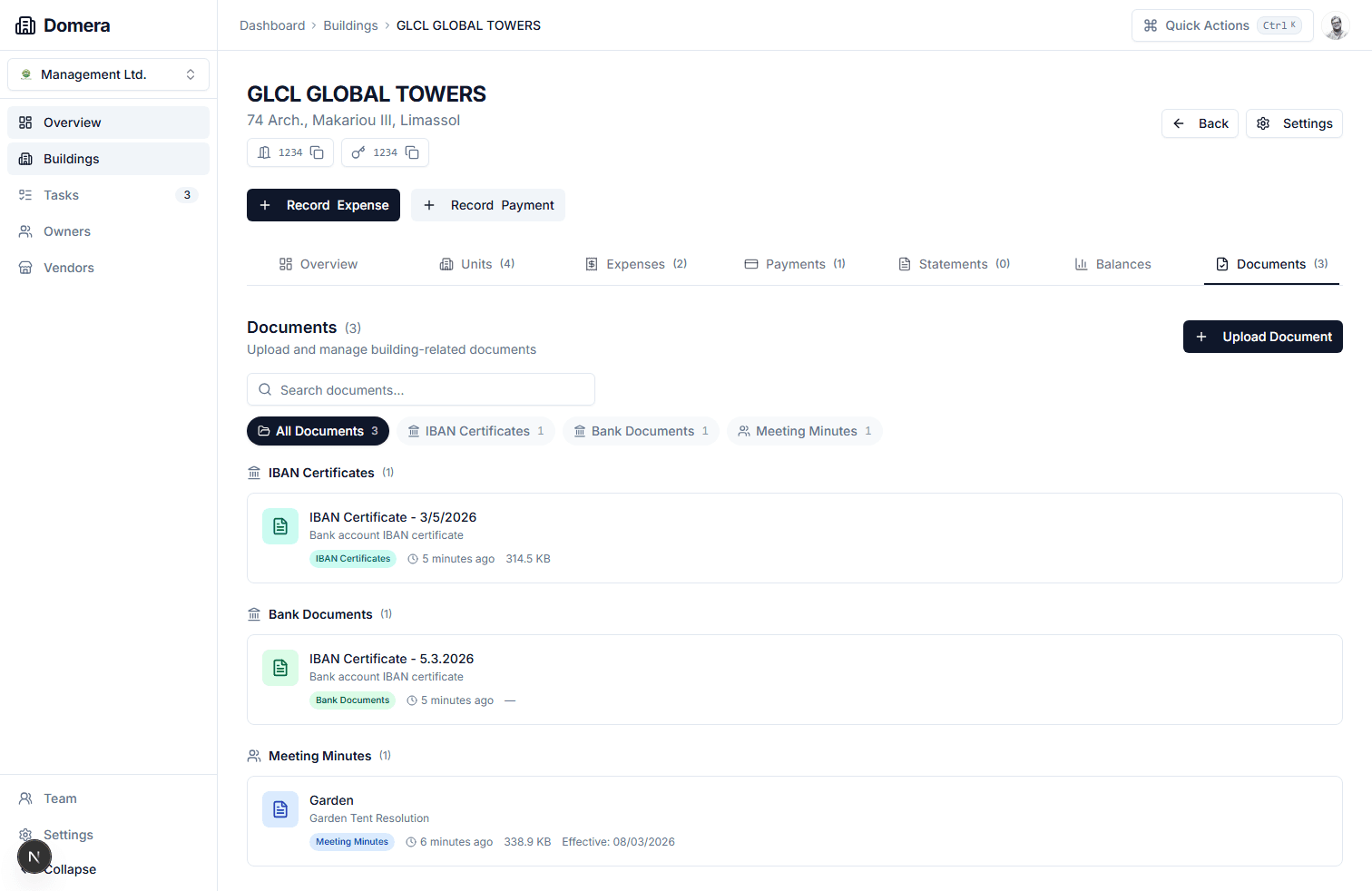 Contract and policy evidence files