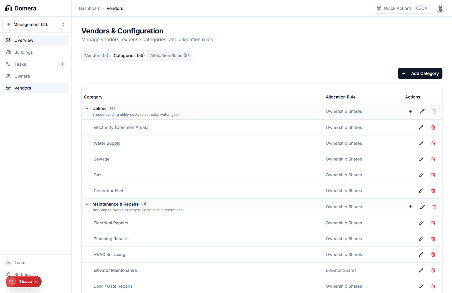 Category setup during onboarding